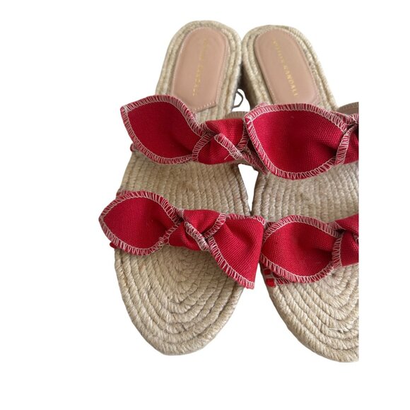 LOEFLLER RANDALL Red Bow Espadrille Sandals Size 41/11 - Picture 5 of 10